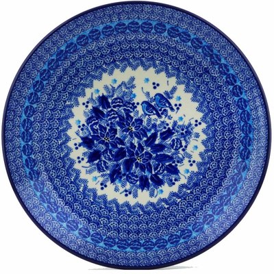 Polish Pottery Dinner Plate 10&frac12;-inch Blue Delphinium UNIKAT