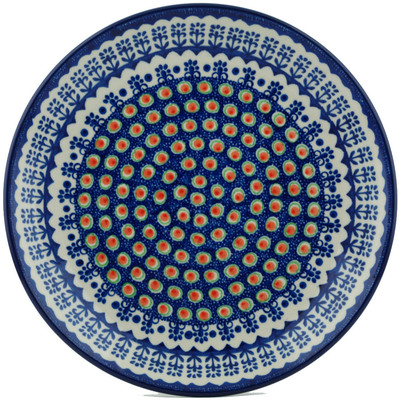 Polish Pottery Dinner Plate 10&frac12;-inch Blue Flowers UNIKAT