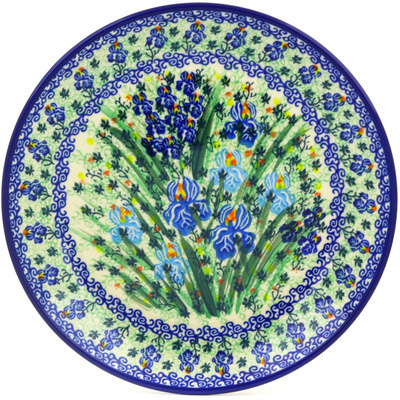Polish Pottery Dinner Plate 10&frac12;-inch Blue Iris Delight UNIKAT