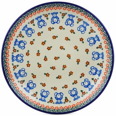 Polish Pottery Dinner Plate 10&frac12;-inch Blue Jean Bear Wreath