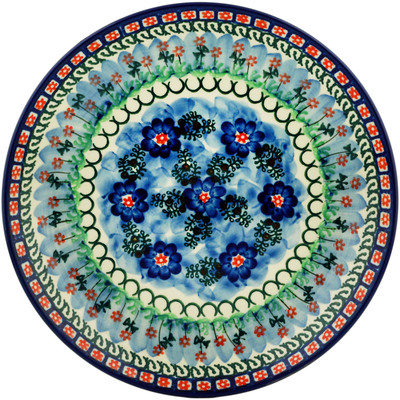 Polish Pottery Dinner Plate 10&frac12;-inch Blue Poppy Circle UNIKAT