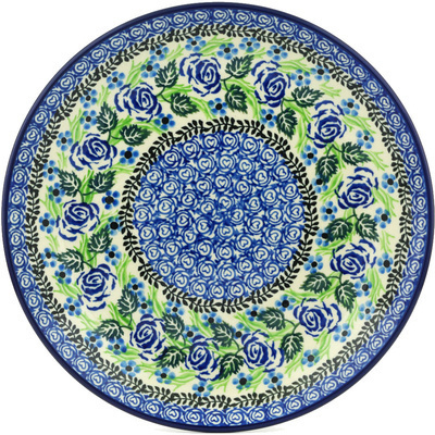 Polish Pottery Dinner Plate 10&frac12;-inch Blue Rose Garden