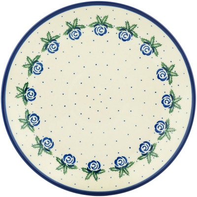 Polish Pottery Dinner Plate 10&frac12;-inch Blue Rose