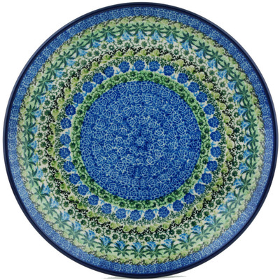 Polish Pottery Dinner Plate 10&frac12;-inch Blue Tropical Garden UNIKAT