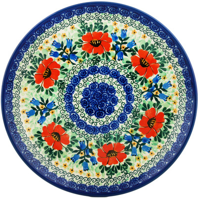 Polish Pottery Dinner Plate 10&frac12;-inch Bluebells And Lace UNIKAT