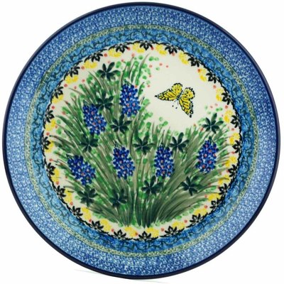 Polish Pottery Dinner Plate 10&frac12;-inch Bluebonnet Garden UNIKAT