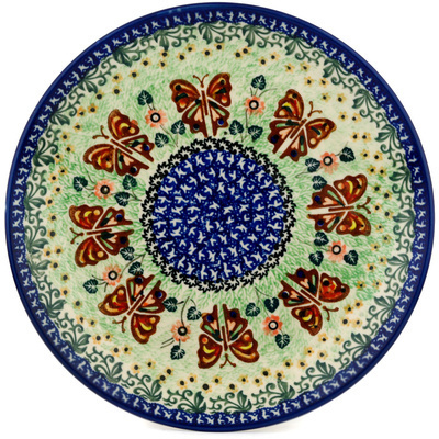 Polish Pottery Dinner Plate 10&frac12;-inch Brown Butterfly UNIKAT