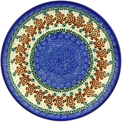 Polish Pottery Dinner Plate 10&frac12;-inch Brown Flower Swirl