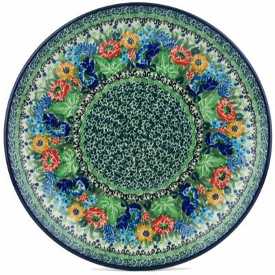 Polish Pottery Dinner Plate 10&frac12;-inch Carnation Wreath UNIKAT