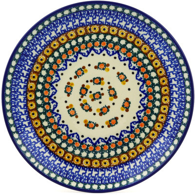 Polish Pottery Dinner Plate 10&frac12;-inch Dancing Dots UNIKAT