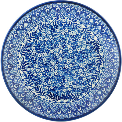 Polish Pottery Dinner Plate 10&frac12;-inch Denim Flowers UNIKAT