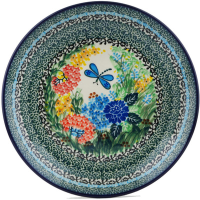 Polish Pottery Dinner Plate 10&frac12;-inch Dragonfly Garden UNIKAT