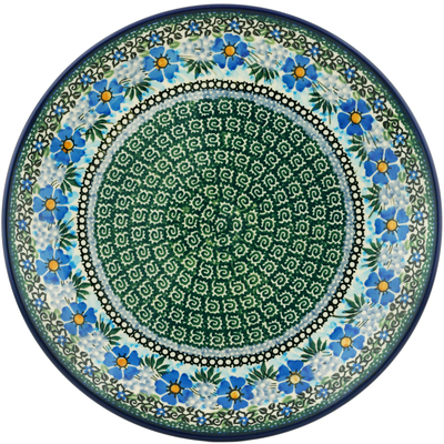 Polish Pottery Dinner Plate 10&frac12;-inch Emerald Periwinkle UNIKAT
