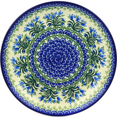 Polish Pottery Dinner Plate 10&frac12;-inch Feathery Bluebells