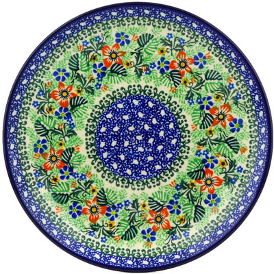 Polish Pottery Dinner Plate 10&frac12;-inch Fern Flower Wreath UNIKAT