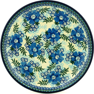 Polish Pottery Dinner Plate 10&frac12;-inch Garden Blues UNIKAT