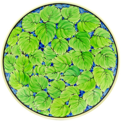 Polish Pottery Dinner Plate 10&frac12;-inch Green Leaf UNIKAT