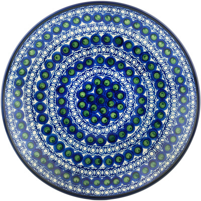 Polish Pottery Dinner Plate 10&frac12;-inch Green Peacock Eyes