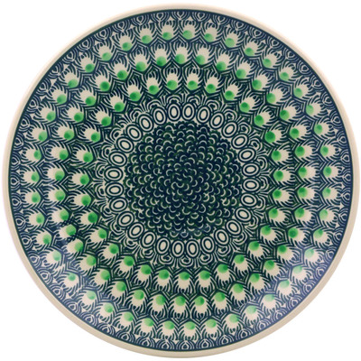 Polish Pottery Dinner Plate 10&frac12;-inch Green Peacock