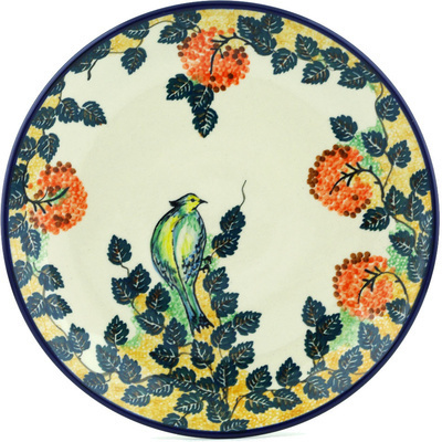Polish Pottery Dinner Plate 10&frac12;-inch Green Songbird UNIKAT