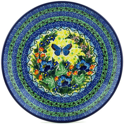 Polish Pottery Dinner Plate 10&frac12;-inch Hidden Butterfly Meadow UNIKAT