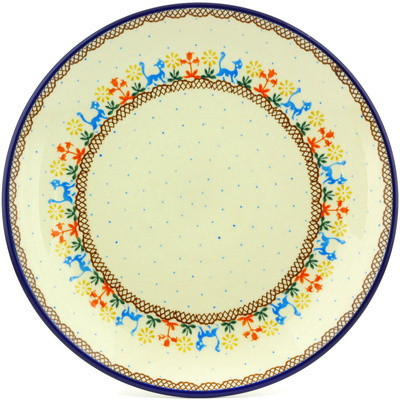 Polish Pottery Dinner Plate 10&frac12;-inch Kitten Flowers