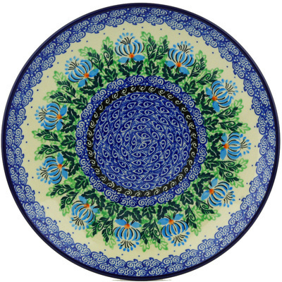 Polish Pottery Dinner Plate 10&frac12;-inch Lotus Flower UNIKAT
