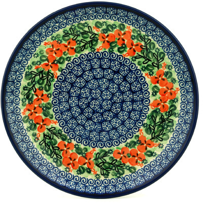 Polish Pottery Dinner Plate 10&frac12;-inch Orange Impatiens UNIKAT