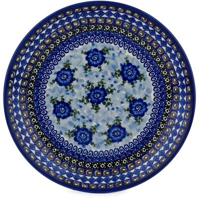 Polish Pottery Dinner Plate 10&frac12;-inch Polish Blue Poppies UNIKAT