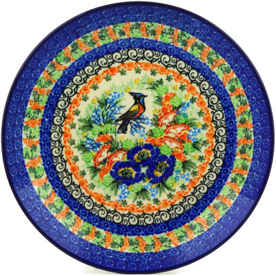 Polish Pottery Dinner Plate 10&frac12;-inch Proud Blue Jay UNIKAT
