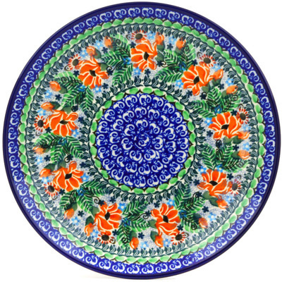 Polish Pottery Dinner Plate 10&frac12;-inch Radient Orange Poppy UNIKAT