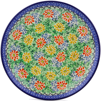 Polish Pottery Dinner Plate 10&frac12;-inch Red And Yellow Daisy UNIKAT