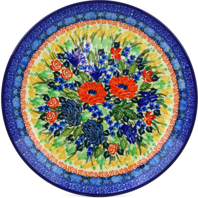 Polish Pottery Dinner Plate 10&frac12;-inch Red Rose Meadow UNIKAT