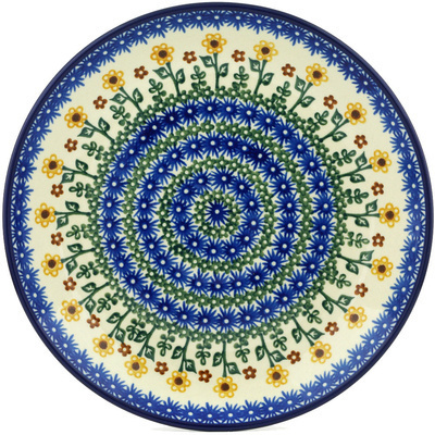 Polish Pottery Dinner Plate 10&frac12;-inch Ring Of Sunflowers