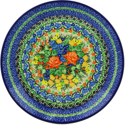 Polish Pottery Dinner Plate 10&frac12;-inch Rose Bouquet UNIKAT