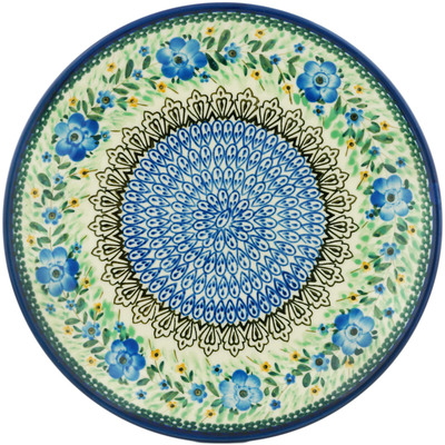 Polish Pottery Dinner Plate 10&frac12;-inch Sky Blue Poppy UNIKAT