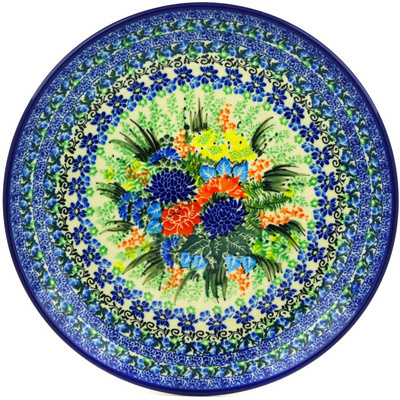 Polish Pottery Dinner Plate 10&frac12;-inch Splendid Blue Meadow UNIKAT