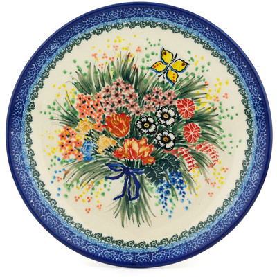 Polish Pottery Dinner Plate 10&frac12;-inch Spring Butterfly Bouquet UNIKAT