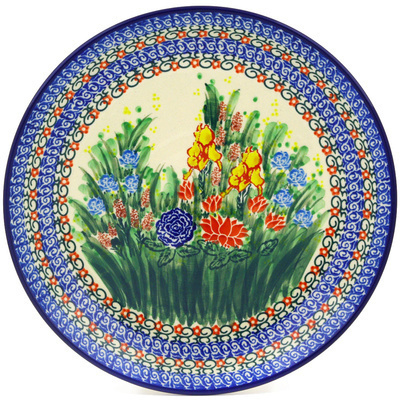 Polish Pottery Dinner Plate 10&frac12;-inch Spring Iris UNIKAT