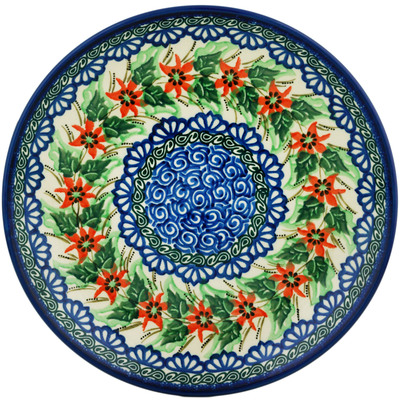 Polish Pottery Dinner Plate 10&frac12;-inch Star Flower Wreath UNIKAT