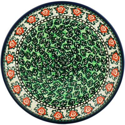 Polish Pottery Dinner Plate 10&frac12;-inch Swirling Emerald Leaves UNIKAT