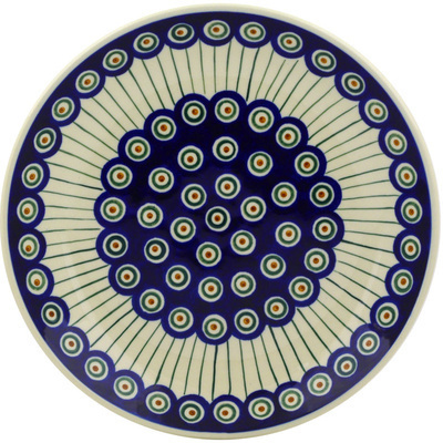 Polish Pottery Dinner Plate 10&frac12;-inch Traditional Peacock