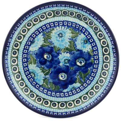 Polish Pottery Dinner Plate 10&frac12;-inch Winter Chrysanthimum UNIKAT
