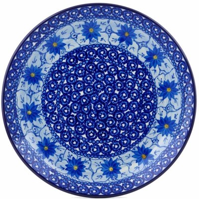 Polish Pottery Dinner Plate 10&frac12;-inch Winter Water Daisies UNIKAT