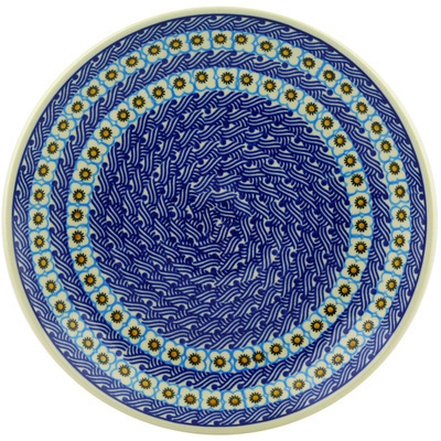 Polish Pottery Dinner Plate 10&frac12;-inch Woven Blue Basket