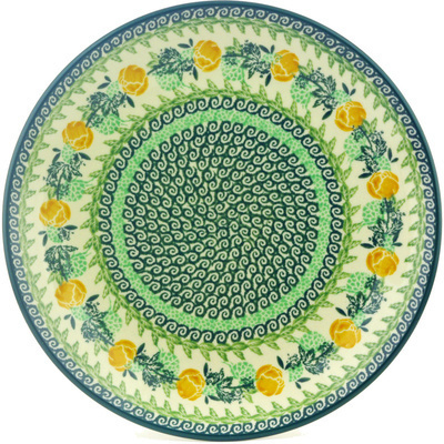 Polish Pottery Dinner Plate 10&frac12;-inch Yellow Cabbage Rose
