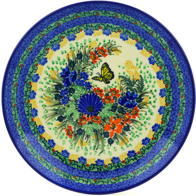 Polish Pottery Dinner Plate 10&frac12;-inch Yellow Monarch Meadow UNIKAT