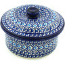 Polish Pottery Dish with Cover 8&quot; Blue Diamond Dream