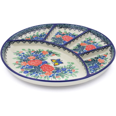 Polish Pottery Divided Dish 10&quot; Butterfly Boutique UNIKAT