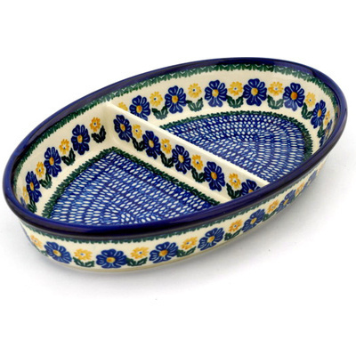 Polish Pottery Divided Dish 11&quot; Garden Seeds
